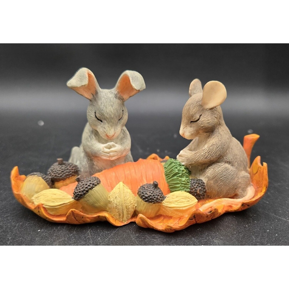 Charming‎ Tails "Giving Thanks" Fitz & Floyd Mouse Rabbit Thanksgiving Halloween